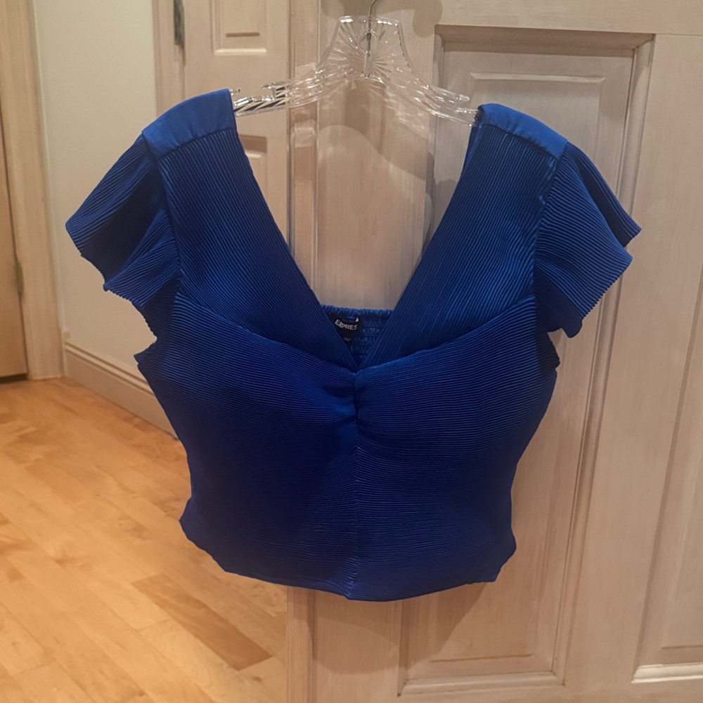 Express Royal Blue Pleated Blouse